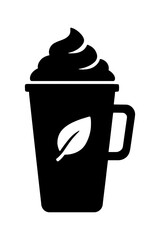 Thanksgiving vector art of coffee cup with whipped cream and leaf isolated on white background vector art vector