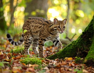 Obraz premium Wild cat in autumn forest