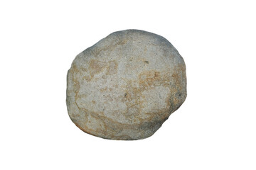  A large granite boulder stone for garden decoration isolated on white background.	