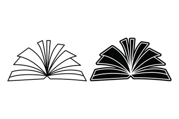 Book art silhouette vector out line art on white background