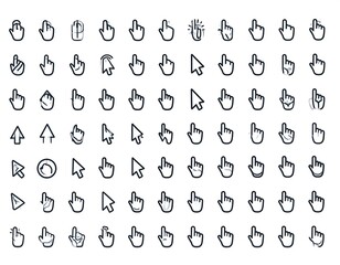 Set of hand cursor icons