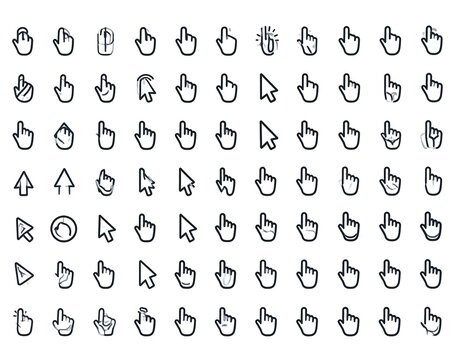 Set of hand cursor icons