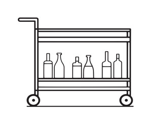Sleek drink trolley illustration in modern vector line