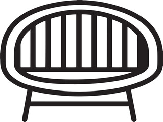 Barrel chair icon in clean 2D vector design