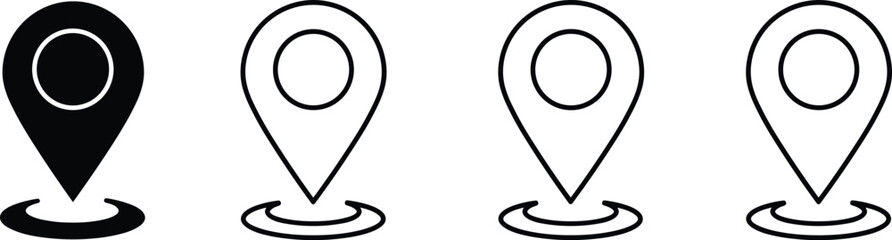 Maps and Location Pin Icons: A Set of Simple and Modern GPS Navigation, Address Marker, and Direction Symbols for Digital Maps and Apps.