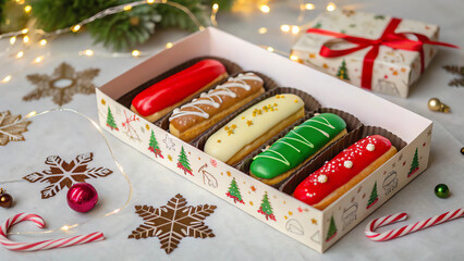christmas gift box with christmas decorations