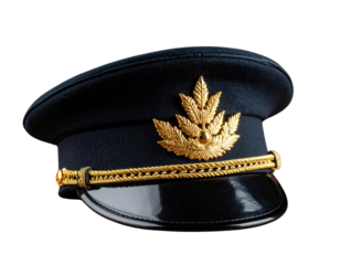 Elegant black leather officer's cap