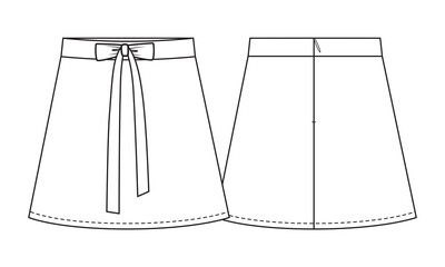 Girls skirt fashion flat drawing template