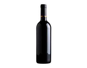 Elegant black wine bottle on a solid background