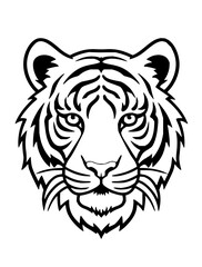Black and white tiger head illustration