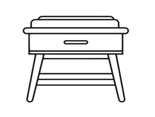Minimalist bedside shelf unit icon in elegant flat art