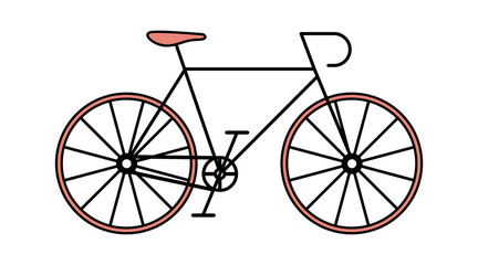 A minimalist illustration of a bicycle featuring a sleek design and a stylish color palette.