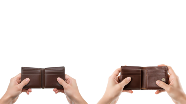Hand Holding Empty Wallet on transparent background png