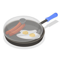 3D Isometric Flat  Set of Tableware. Item 7