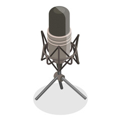 3D Isometric Flat  Illustration of Music Microphones. Item 4