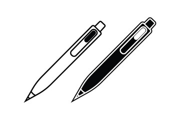 Pen art silhouette vector out line art on white background