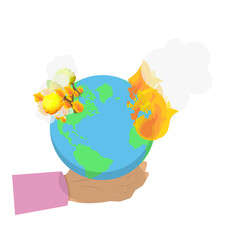 3D Isometric Flat  Illustration of Climate Change. Item 3