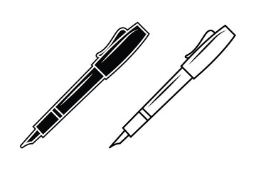 Pen art silhouette vector out line art on white background
