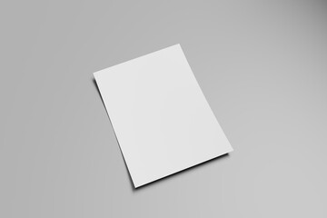 A4 format empty paper note template. White sheet paper mock up. 3D illustrating.