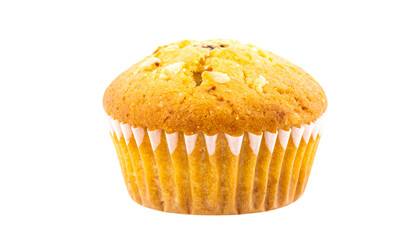 Delicious muffin with nuts, perfect for breakfast or a sweet snack on transparent background