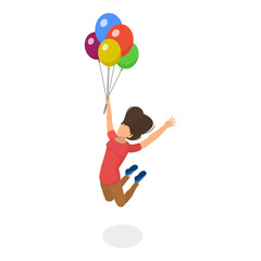 3D Isometric Flat  Illustration of Soaring in the Sky. Item 5