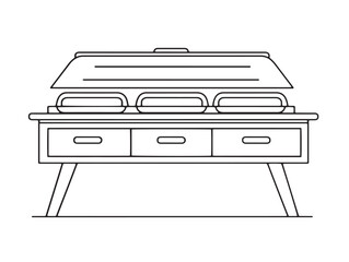 Minimal buffet line furniture symbol in flat vector