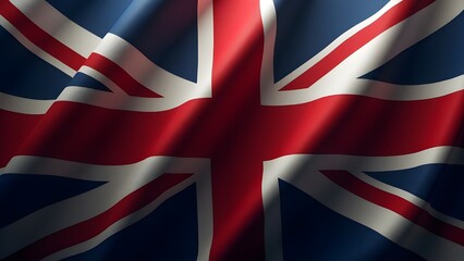 Fototapeta premium United Kingdom Flag: A close-up view of the iconic United Kingdom flag, with its vibrant red, white, and blue colors rippling gracefully in the wind, representing the nation's history, culture.