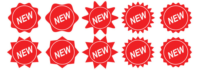 Stickers for New Arrival shop product tags. New icons vector. New Tag Set. Set of red and gold premium promotional badges with text like best quality, new product, high quality, perfect for sale eps10