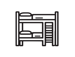 Bunk bed icon with modern outlined vector design