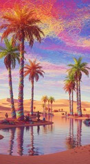 Obraz premium Colorful Desert Oasis
