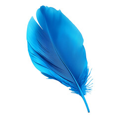A vibrant blue feather duster lying flat isolated on a transparent background