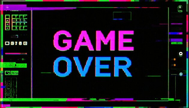 Glitch Art Display Showing "Game Over"