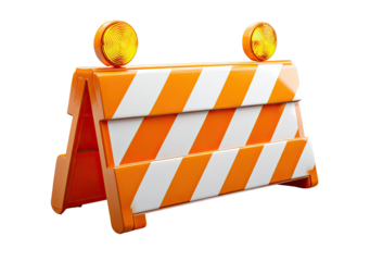 Orange and white construction barricade