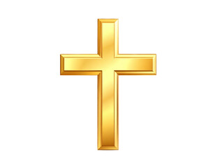 Elegant golden cross symbol on a transparent background