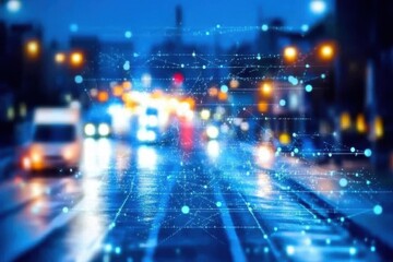 Obraz premium City Traffic Network Connection, Abstract Background Technology