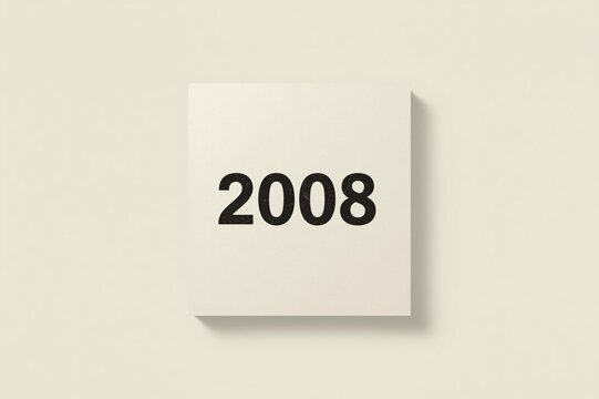 2008 year calendar page, white background, minimal design,  yearbook mockup
