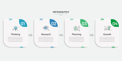Infographic template. 4 Step timeline journey, Flat simple infographics design template. presentation graph. Business concept with numbers 4 options or steps vector illustration.