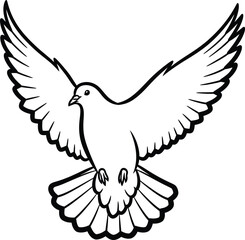 Obraz premium Dove flying with open wings silhouette