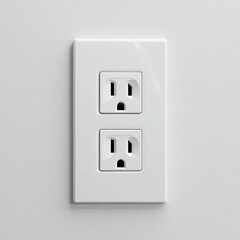 White double electrical outlet on a white wall.  Clean, modern design.  Two receptacles