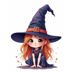 Girl in a witch costume on Halloween
