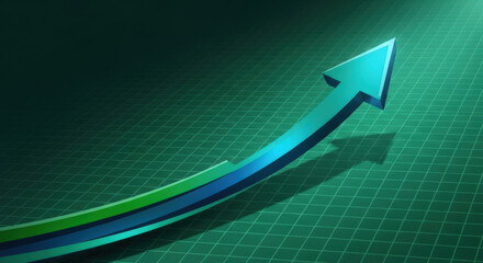 Dynamic Growth Arrow Ascending on a Grid A Symbol of Progress and Positive Direction in Business and Finance Representing Success and Market Improvement
