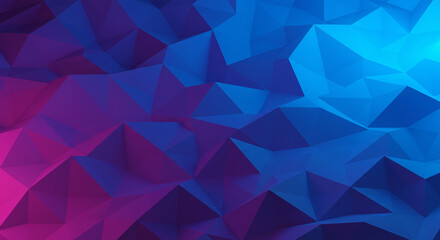 Fototapeta premium Low-poly triangle surface in purple and blue gradient tones