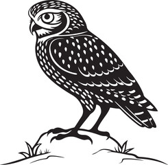 Burrowing owl silhouette vector style with white background .