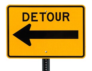 Yellow detour sign with left arrow (1)