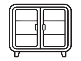 Clean china hutch furniture icon in 2D vector