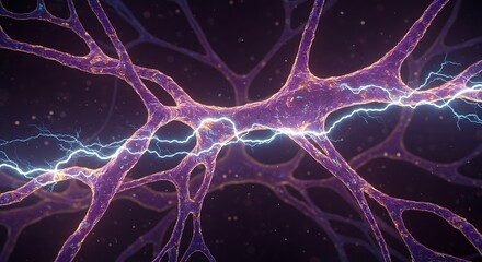 Complex network of neurons with electrical impulses.