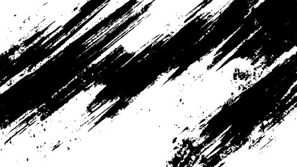 Abstract black brush strokes on white background design texture. Vector grunge brush strokes texture rough black scratches for wallpaper, paint splatter template, dirt banner, watercolor design.