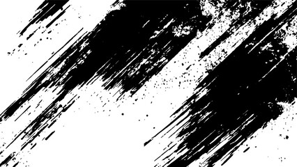 Abstract black brush strokes on white background design texture. Vector grunge brush strokes texture rough black scratches for wallpaper, paint splatter template, dirt banner, watercolor design.