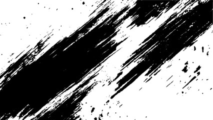 Abstract black brush strokes on white background design texture. Vector grunge brush strokes texture rough black scratches for wallpaper, paint splatter template, dirt banner, watercolor design.
