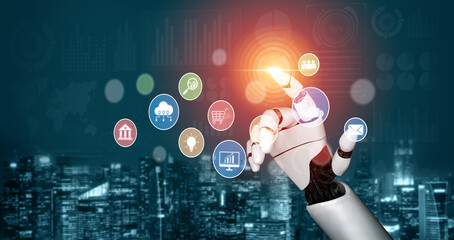 AI assists in organizing and visualizing a digital ecosystem of business icons to represent key services like finance, analytics, and secure cloud platforms in modern industries Vouch